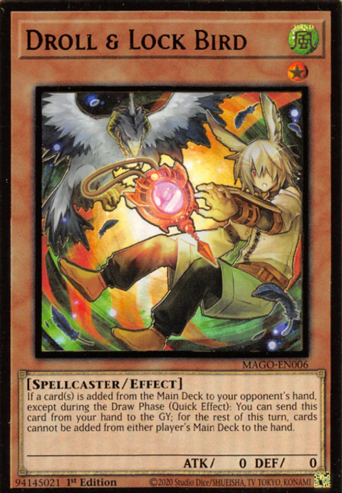 Droll & Lock Bird (Alternate Art) - MAGO-EN006 - Premium Gold Rare