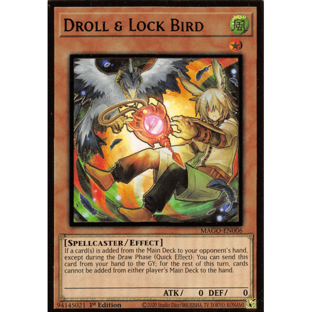 Droll & Lock Bird (Alternate Art) - MAGO-EN006 - Premium Gold Rare