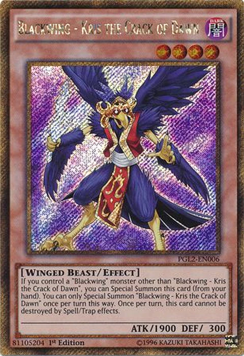 Blackwing - Kris the Crack of Dawn - PGL2-EN006 - Gold Secret Rare 