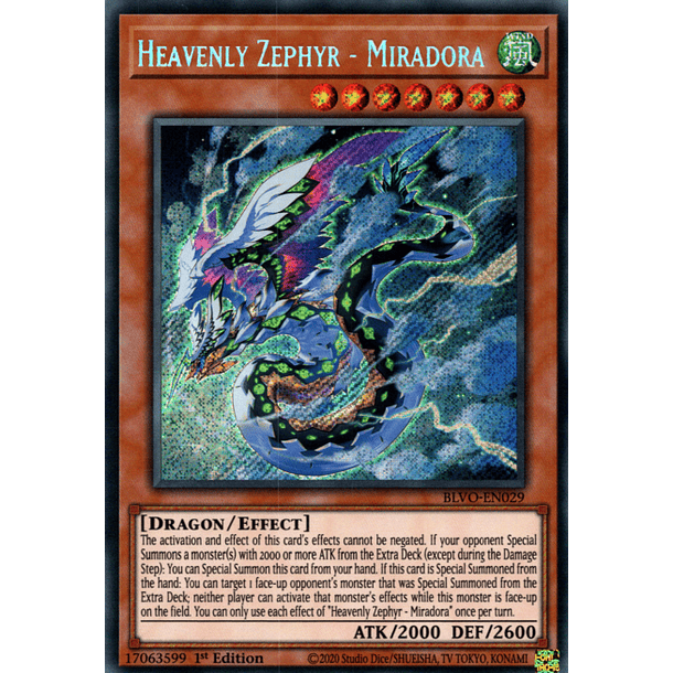 Heavenly Zephyr - Miradora - BLVO-EN029 - Secret Rare