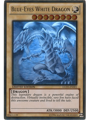 Blue-Eyes White Dragon - GLD5-EN001 - Ghost/Gold Rare (desgastado) 