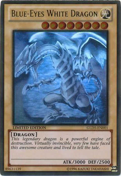 Blue-Eyes White Dragon - GLD5-EN001 - Ghost/Gold Rare (desgastado) 