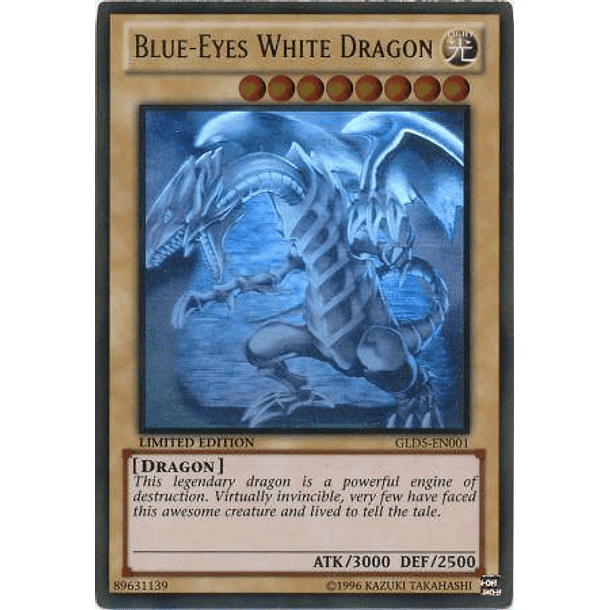 Blue-Eyes White Dragon - GLD5-EN001 - Ghost/Gold Rare (desgastado) 