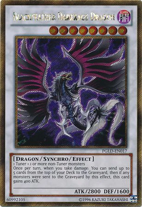 Blackfeather Darkrage Dragon - PGLD-EN017 - Gold Secret Rare 