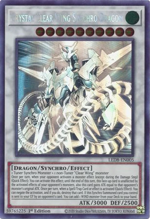 Crystal Clear Wing Synchro Dragon - LED8-EN005 - Ghost Rare