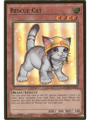 Rescue Cat (alternate art) - MGED-EN006 - Premium Gold Rare 