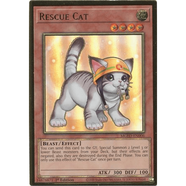 Rescue Cat (alternate art) - MGED-EN006 - Premium Gold Rare 