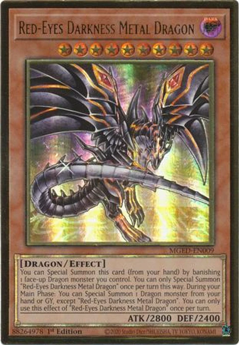 Red-Eyes Darkness Metal Dragon (alternate art) - MGED-EN009 - Gold Rare