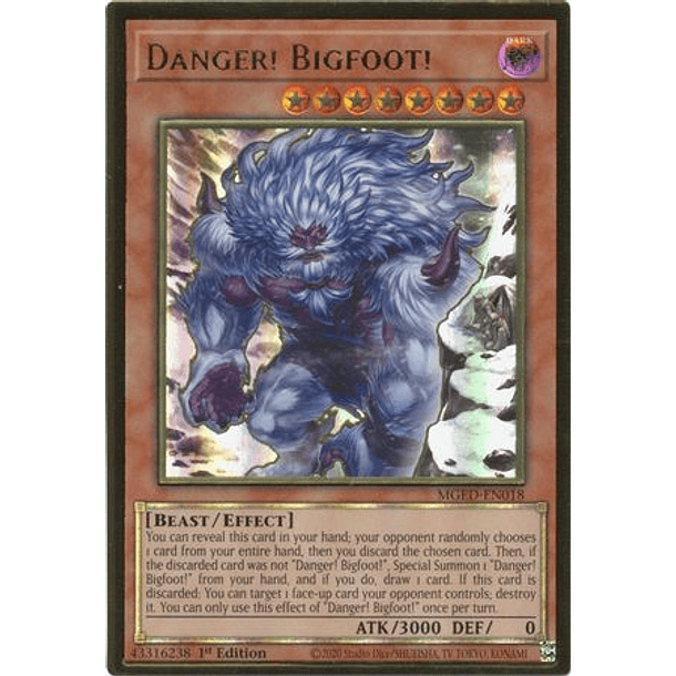 Danger! Bigfoot! (alternate art) - MGED-EN018 - Premium Gold Rare