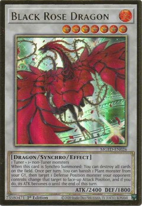 Black Rose Dragon (alternate art) - MGED-EN026 - Premium Gold Rare