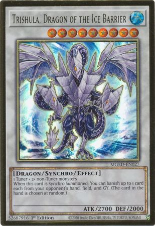 Trishula, Dragon of the Ice Barrier - MGED-EN027 - Premium Gold Rare  1
