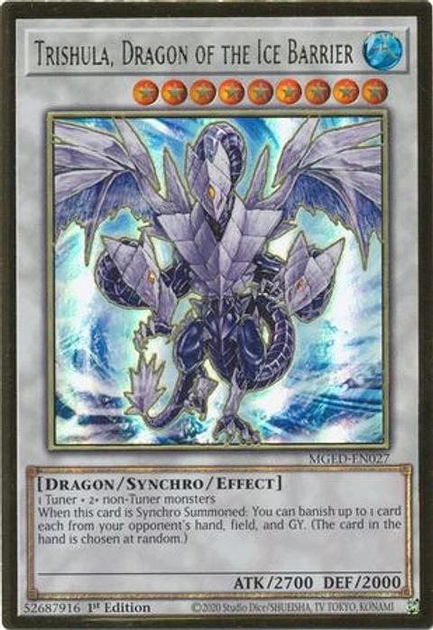 Trishula, Dragon of the Ice Barrier - MGED-EN027 - Premium Gold Rare 