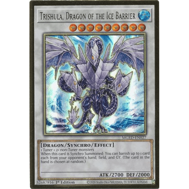 Trishula, Dragon of the Ice Barrier - MGED-EN027 - Premium Gold Rare 