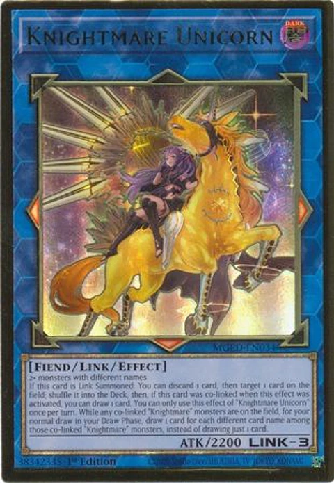Knightmare Unicorn (alternate art) - MGED-EN034 - Premium Gold Rare