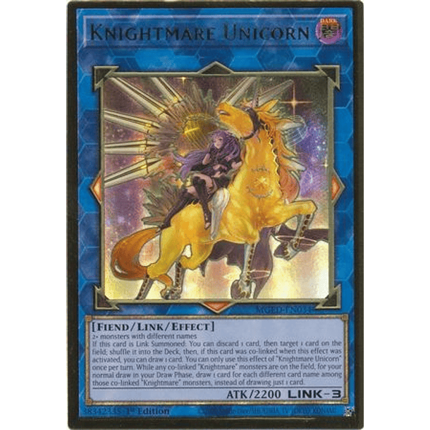 Knightmare Unicorn (alternate art) - MGED-EN034 - Premium Gold Rare
