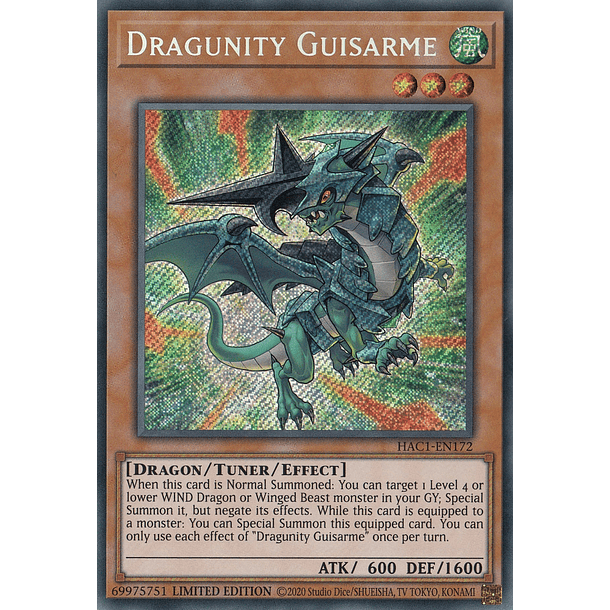 Dragunity Guisarme - HAC1-EN172 - Secret Rare