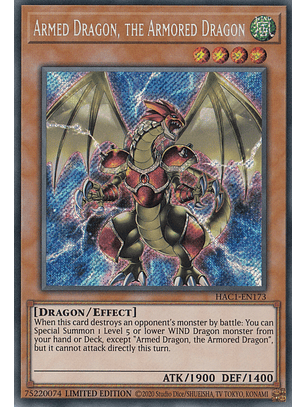 Armed Dragon, the Armored Dragon - HAC1-EN173 - Secret Rare
