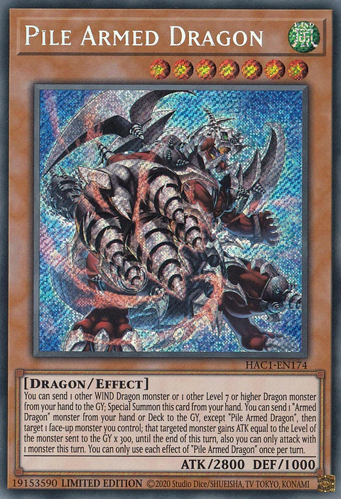 Pile Armed Dragon - HAC1-EN174 - Secret Rare