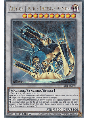 Ally of Justice Decisive Armor - HAC1-EN092 - Duel Terminal Ultra Parallel Rare