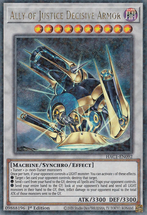 Ally of Justice Decisive Armor - HAC1-EN092 - Duel Terminal Ultra Parallel Rare