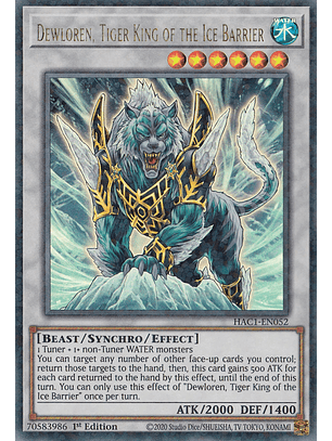Dewloren, Tiger King of the Ice Barrier - HAC1-EN052 - Duel Terminal Ultra Parallel Rare