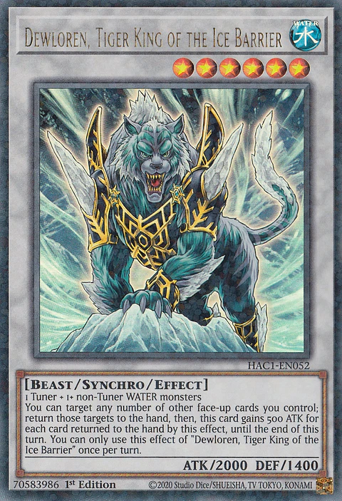 Dewloren, Tiger King of the Ice Barrier - HAC1-EN052 - Duel Terminal Ultra Parallel Rare