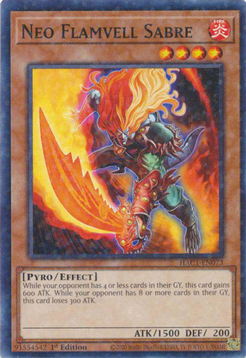 Neo Flamvell Sabre -  HAC1-EN073 - Duel Terminal Normal Parallel Rare