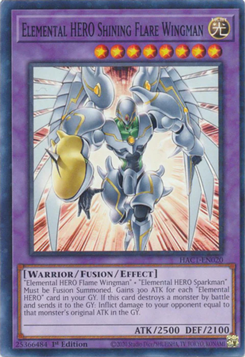 Elemental HERO Shining Flare Wingman - HAC1-EN020 - Duel Terminal Normal Parallel Rare