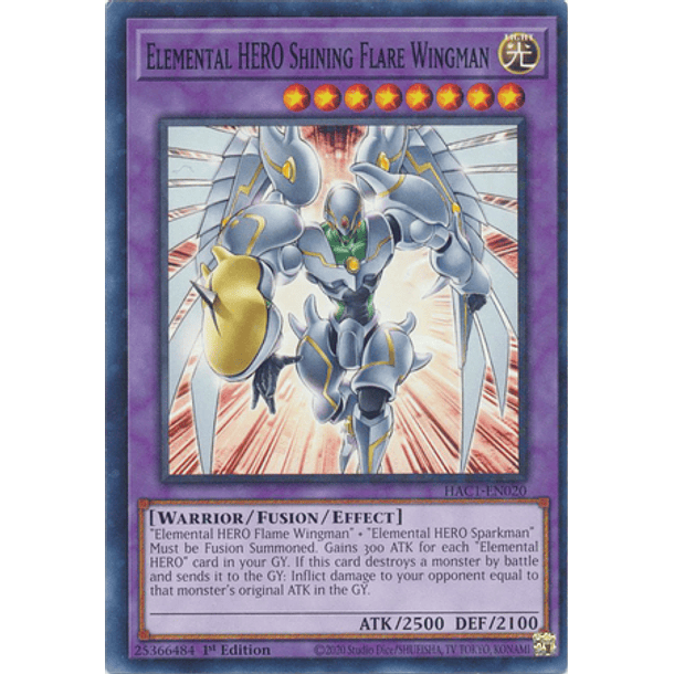 Elemental HERO Shining Flare Wingman - HAC1-EN020 - Duel Terminal Normal Parallel Rare