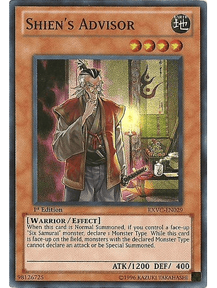 Shien's Advisor - EXVC-EN029 - Super Rare 
