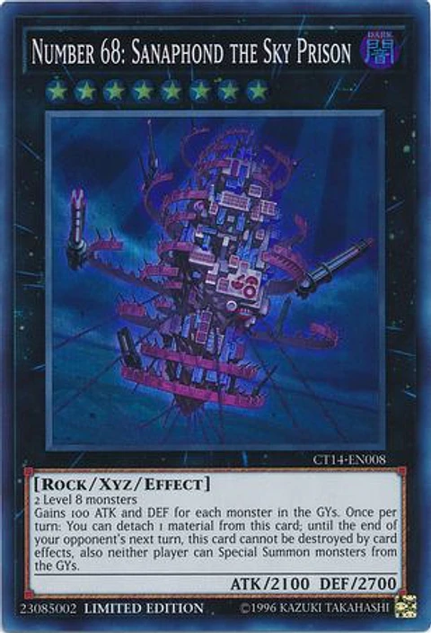 Number 68: Sanaphond the Sky Prison - CT14-EN008 - Super Rare Limited Edition