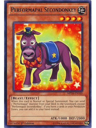 Performapal Secondonkey - MP16-EN105 - Rare 
