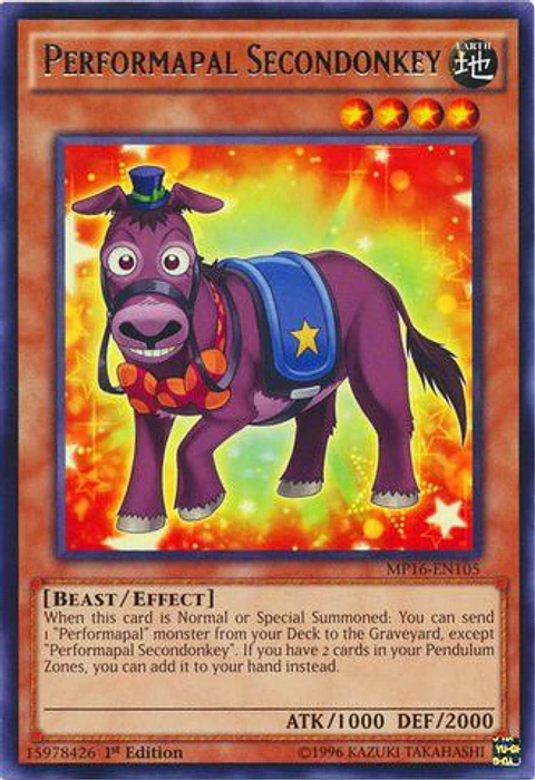 Performapal Secondonkey - MP16-EN105 - Rare 
