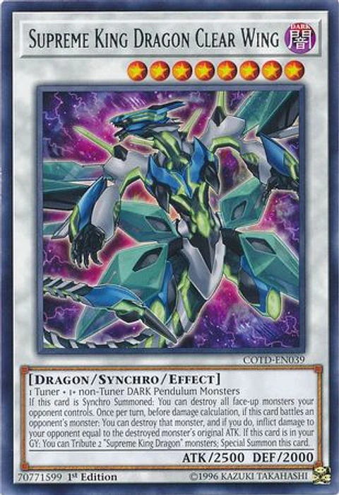 Supreme King Dragon Clear Wing - COTD-EN039 - Rare 