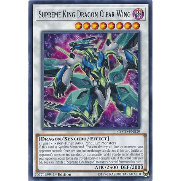 Supreme King Dragon Clear Wing - COTD-EN039 - Rare 