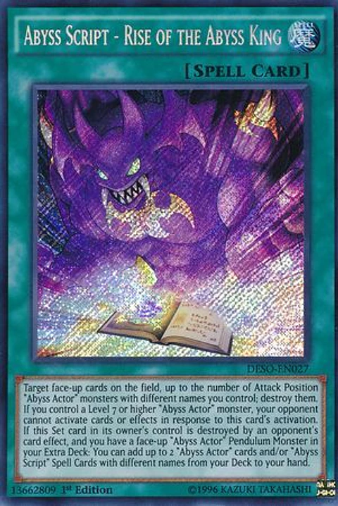 Abyss Script - Rise of the Abyss King - DESO-EN027 - Secret Rare
