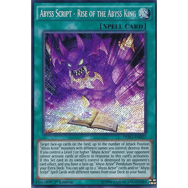Abyss Script - Rise of the Abyss King - DESO-EN027 - Secret Rare