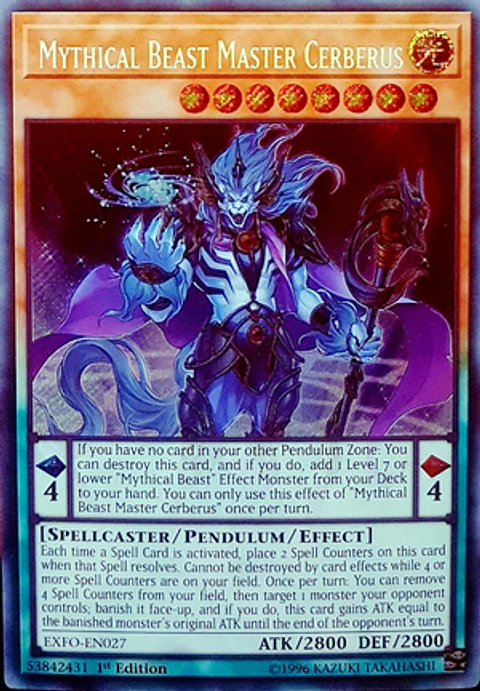 Mythical Beast Master Cerberus - EXFO-EN027 - Secret Rare