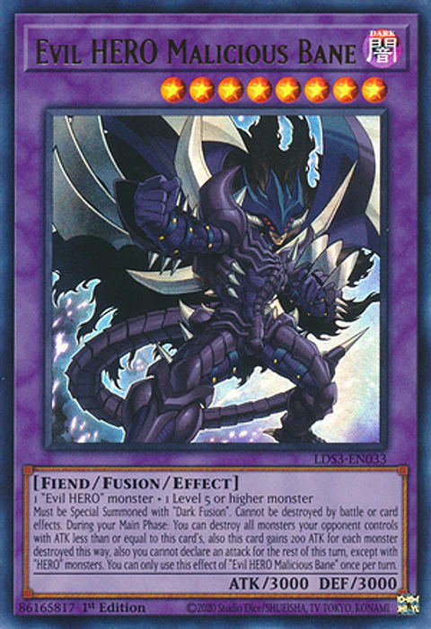 Evil HERO Malicious Bane - LDS3-EN033 - Ultra Rare (español)