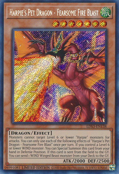 Harpie's Pet Dragon - Fearsome Fire Blast - LDS3-EN138 - Secret Rare 1