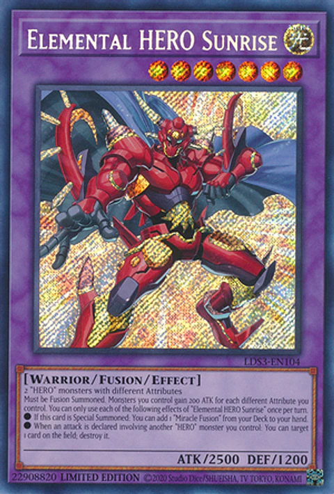 Elemental HERO Sunrise - LDS3-EN104 - Secret Rare