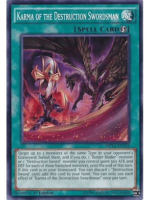 Karma of the Destruction Swordsman - MP16-EN216 - Common 