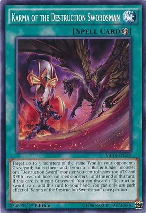 Karma of the Destruction Swordsman - MP16-EN216 - Common 