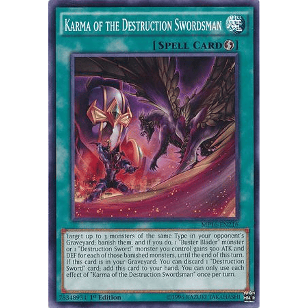 Karma of the Destruction Swordsman - MP16-EN216 - Common 