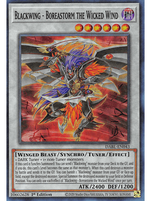 Blackwing - Boreastorm the Wicked Wind - DABL-EN043 - Super Rare