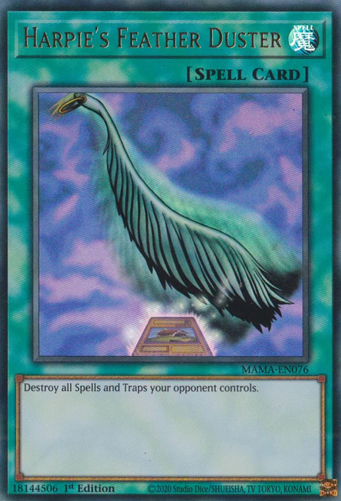 Harpie's Feather Duster" (alternate art) - MAMA-EN076 - Ultra Rare
