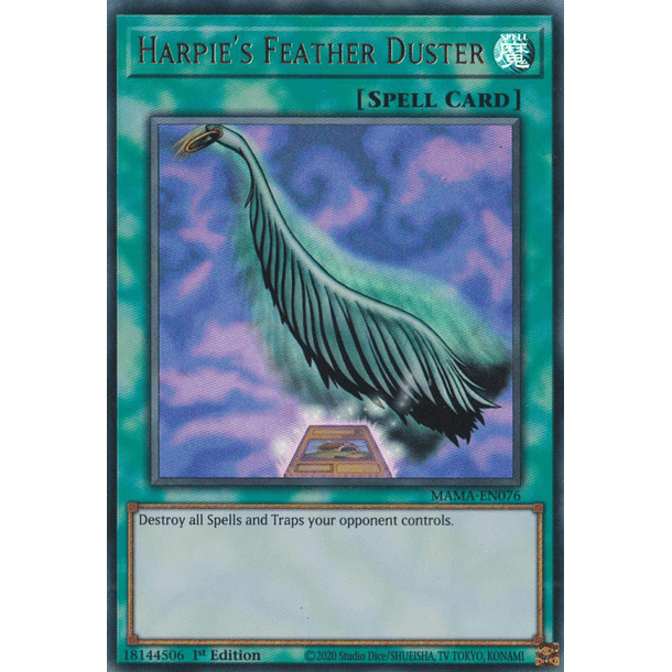 Harpie's Feather Duster" (alternate art) - MAMA-EN076 - Ultra Rare