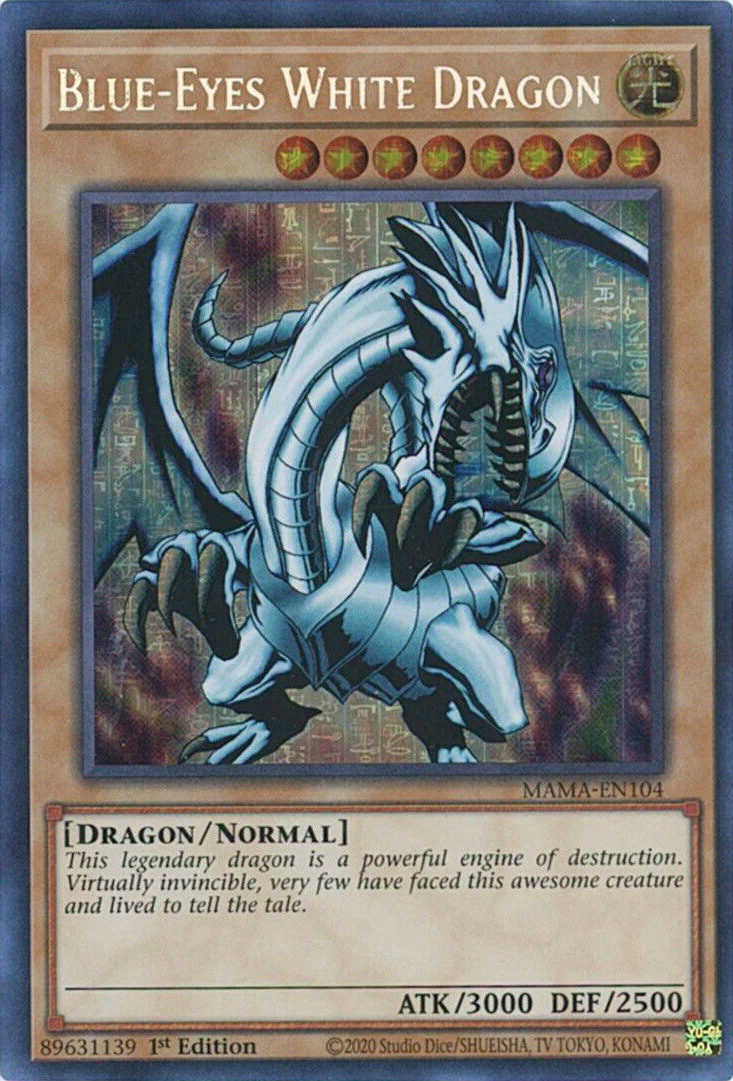 Blue-Eyes White Dragon - MAMA-EN104 - Pharaoh Secret Rare 1