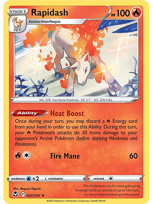 Rapidash - 022/195 - Holo Rare Reverse Holo