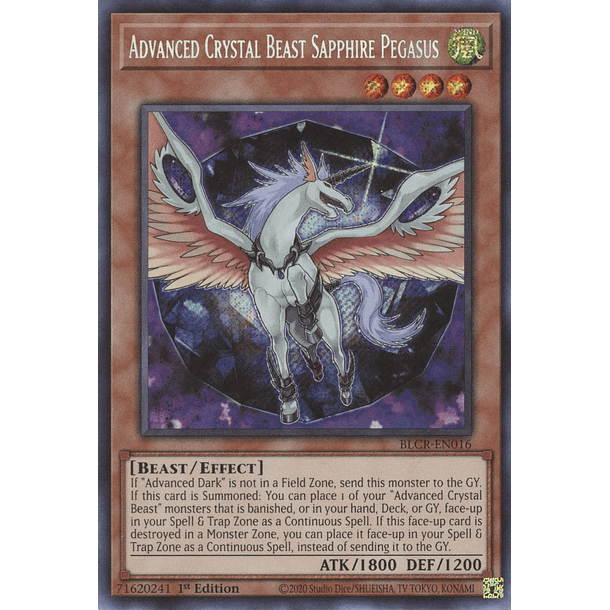Advanced Crystal Beast Sapphire Pegasus - BLCR-EN016 - Secret Rare